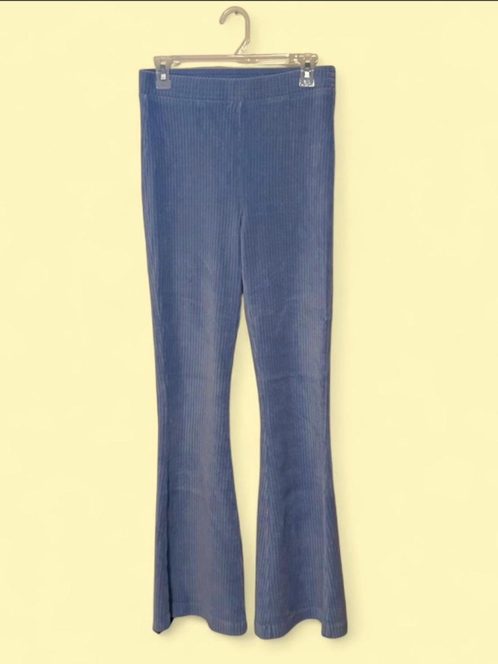Aerie Groove On Ribbed Velour Flare Pants - Periwinkle Blue High Waist - Medium